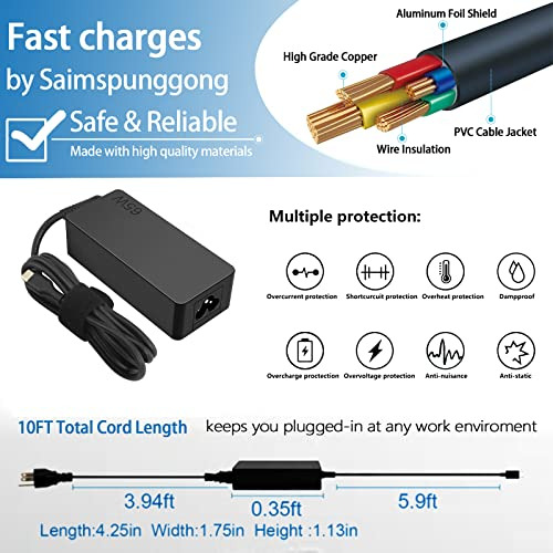 Cargador Usb C Portátil Para Lenovo Thinkpad X280 X380 X390