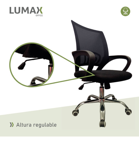 Silla De Escritorio Lumax Ezri Mesh Negra Con Tapizado De M