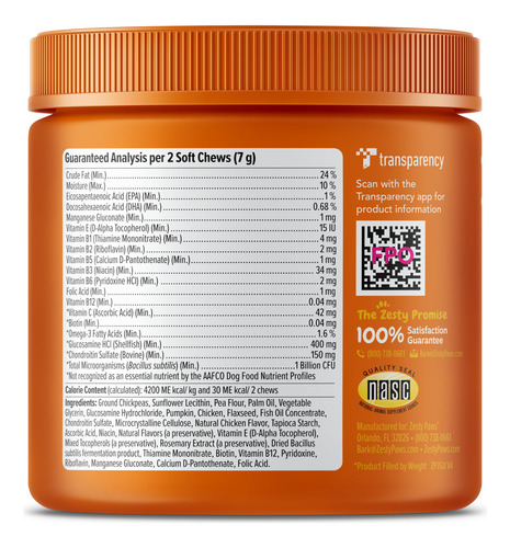 Tratamientos Multivitamínicos Para Perros Zesty Paws, Glucos