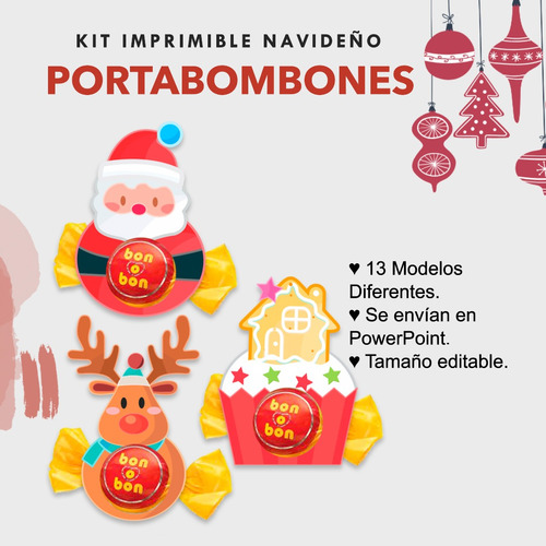 Kit Imprimible Portabombón Navideño (13 Modelos) - Navidad
