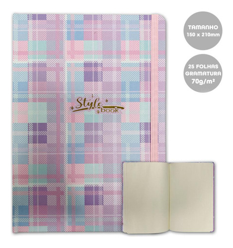 Caderno Xadrez A5 Style Book 15x21cm 25fls 70g/m² Merci