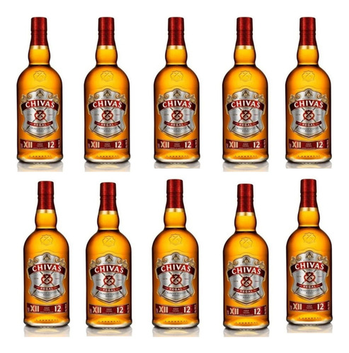 Kit Com 10 Uni - Whisky Chivas Regal Blended 12 Anos 1 Litro