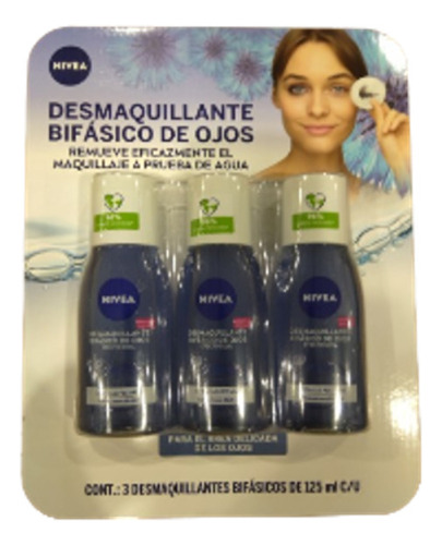 Desmaquillante Nivea Bifasico 3 Piezas De 125ml C/u