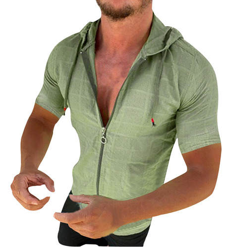 Blusa Con Capucha De Manga Corta De Moda Casual Para Hombre