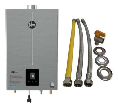 Aquecedor A Gás Rheem Glp 20l Inox Com Kits Ligação