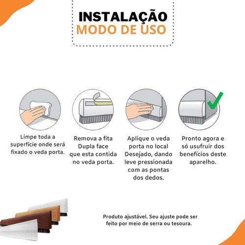 Imagem 6 de 7 de Rodinho Vedador Fácil Instalação Cor Madeira Clara 80 Cm