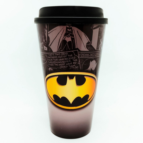 Vaso Plastico Tapa Cafe Batman Dc Comics Licencia Oficial