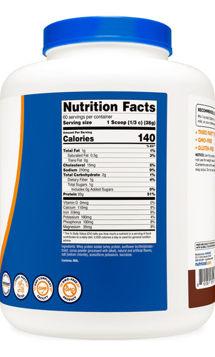Nutricost Proteína Whey Isolate Chocolate 5 Libras 60 Srv