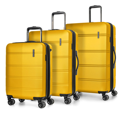 Juego De Equipaje Para Viajes Set De 3 Pcs Rigidas Amarillo