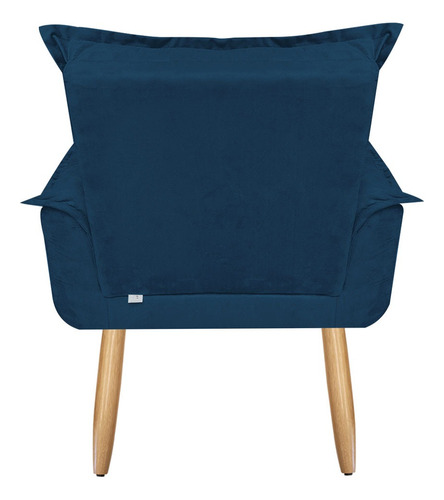 Kit 02 Poltronas Opala Decorativa Cores Pés Palito Cor Azul-marinho Desenho Do Tecido Liso