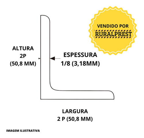 Cantoneira De Ferro 2p X 1/8 (50,8 X 3,18mm) 2 Metros