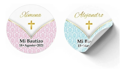 Mi Bautizo Niño Etiquetas Personalizadas 150 Piezas 5cm