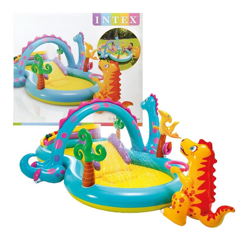 Piscina Inflable Dinoland Grande Con Accesorios Intex57135np