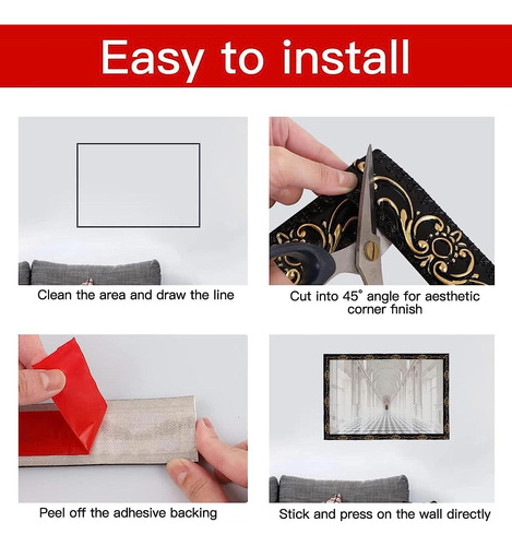 Moldura De Pared Flexible Autoadhesiva, Pegar Y Listo M...