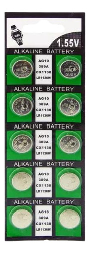 Set X 10 Pilas Ag10 Lr1130w 1.55v Alcalina Reloj Calculadora