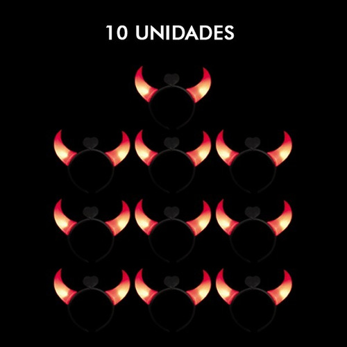 Vincha Diablita Con Led × 10 - Cienfuegos Color Rojo