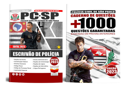 Kit Apostila + Questões Escrivão De Polícia - Polícia Civil De São Paulo Pc Sp 2023