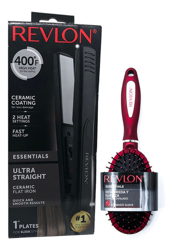 Kit Plancha Revlon Ceramic Flat + Cepillo Ovalado