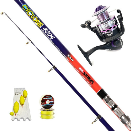 Combo Pejerrey Waterdog Cyclone Caña + Reel + Linea + Multi