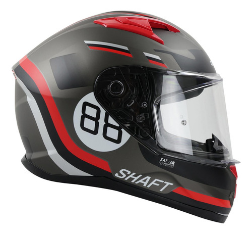 Casco Shaft Sh522 Rojo Gris Mate Kmuz Cerrado