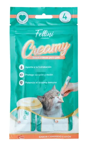 comprar Fellini Creamy Gatos Sabor Atún Y Cangrejo 4 Tubos