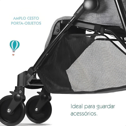 Carrinho De Bebê De Paseio Bebeliê Cinza Com Chassi Preto