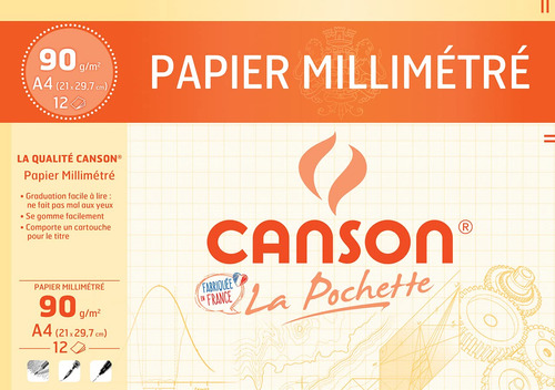 Canson Din A4 Papel Grafico Marca Milimetrica 3.17 Oz M²