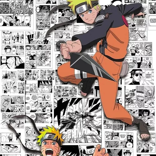 Papel De Parede Adesivo Lavável Quarto Mangá Naruto Anime