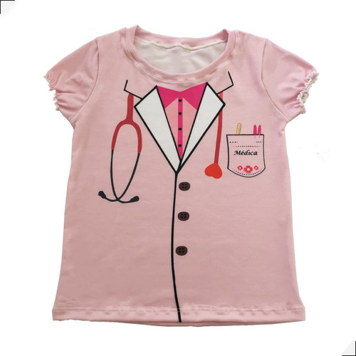 Blusa Feminina Fantasia Médica Carnaval Manga Princesa 