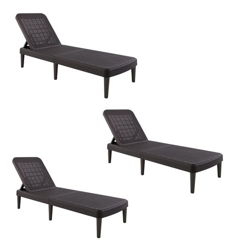 Set De 3 Camastros Plegables Tipo Rattan, Protección Uv