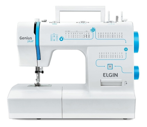 Máquina de costura reta Elgin Genius Plus+ JX-4035 portátil branca 127V
