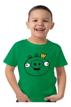 Comprar Remera Algodon Niño\u002Fa Angry Birds Cerdo Verde Videojuego