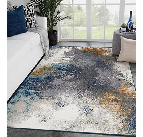 Beverly Collection 8445 Blue 2x7 Modern Area Rug