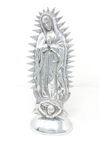 Virgen De Guadalupe Resplandor Con Base Pewter 12x30 Cm 