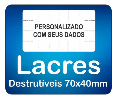 Lacre Destrutível Grande Datado 70x40mm Bopp 500 Unidades