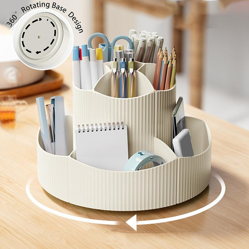 Organizador De Escritorio Con 11 Ranuras Que Gira 360 Grados