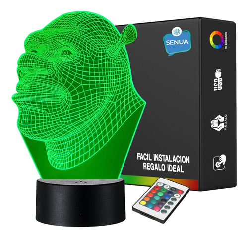 Lámpara De Noche 3d Led Shrek Holograma Regalo Decoración