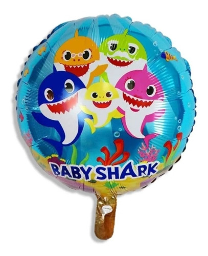 5 Globos Baby Shark 45 Cm Metalizado Cumpleaños