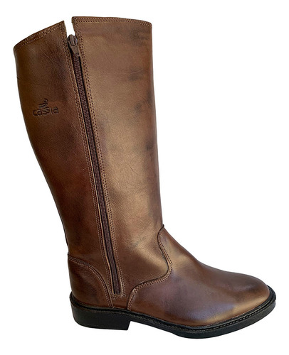 Bota Coturno Hipismo Zíper Couro Legitimo + Capa Celular