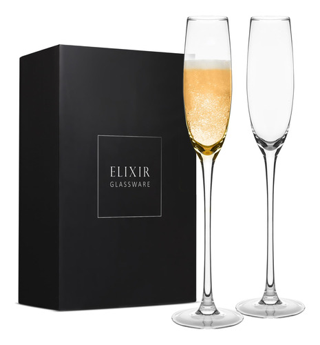 Elixir Glassware Copas De Champan De Cristal, Elegantes Copa