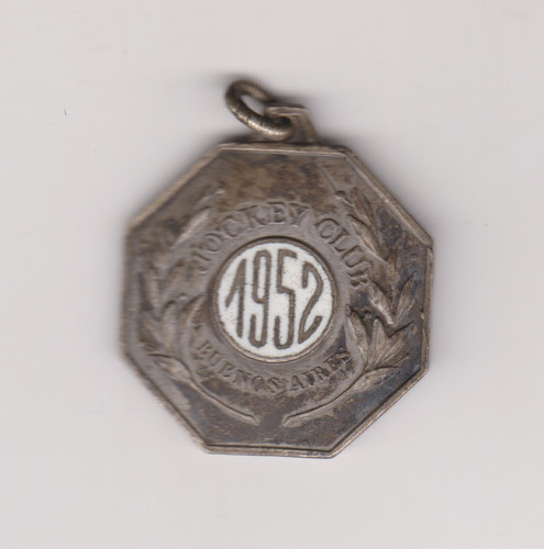 Medalla Argentina Jockey Club Bs As Año 1952 25 Milimetros (Usado)
