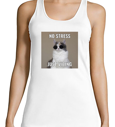 Musculosa Mujer No Stress Just Vibing Imagen Meme