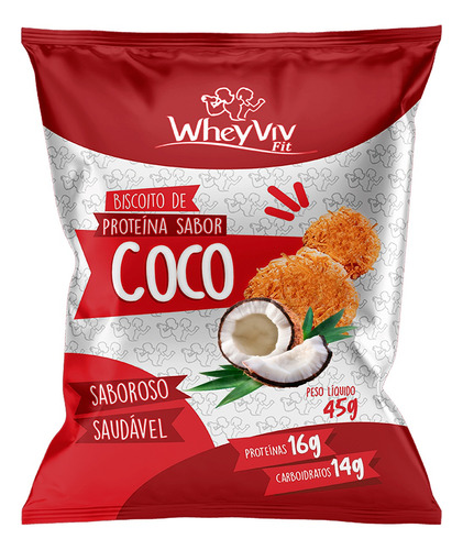 Biscoitos Fit Coco Com Whey Protein Wheyviv 45g