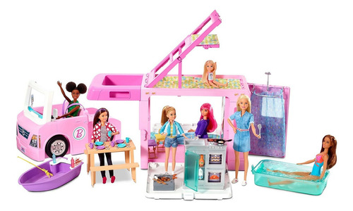 Vehiculo Auto Barbie Camper De Los Sueños 3 En 1 