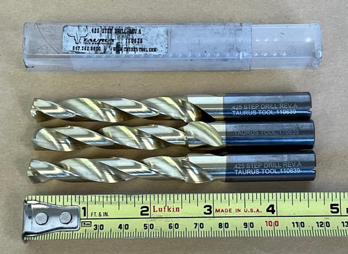 Lot Of 3: Taurus .425 Step Drill 110639, 1/2 Shank Dia Ccf
