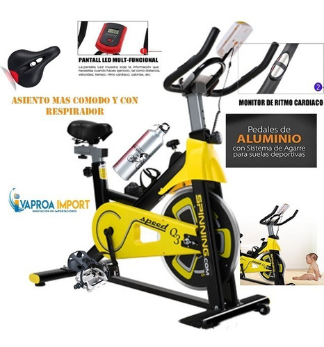 Bicicleta Estática Spinning + Monitor Fitness + Pedal Alumin