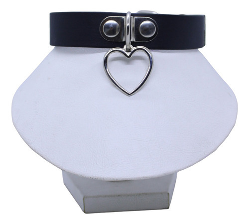 Choker Collar Puas Cuero Sintetico Corazon Kawaii Argolla 