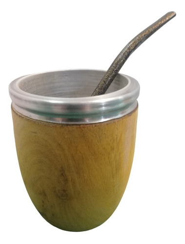 Mate Vaso De Madera Huevito Terere Con Aluminio Para Pintar 