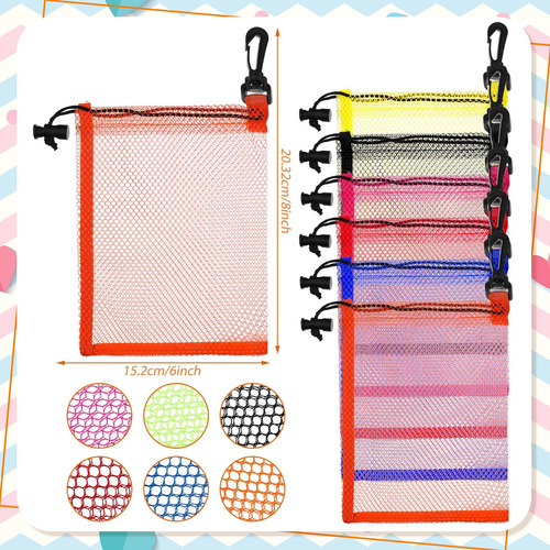 12 Bolsa Malla Cordon 6 X 8  Clips Para Lavanderia Nailon