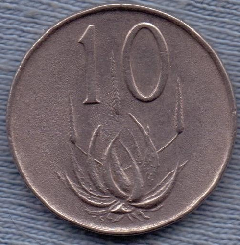 Sudafrica 10 Cents 1965 * Planta De Aloe * Jan Van Riebeeck